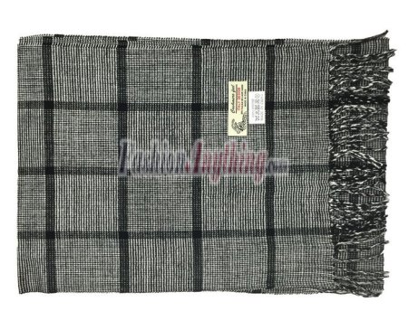 (image for) Woven Cashmere Feel Plaid Small Grid Scarf Black / White