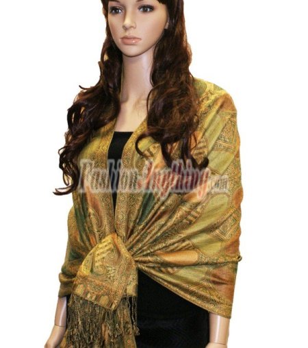 (image for) Colorful Paisley Scarf Gold