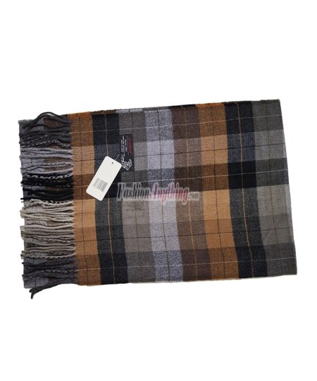 (image for) Cashmere Feel Plaid Scarf Brown