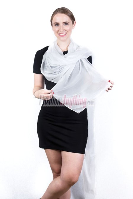 (image for) Light Solid Chiffon Shawl White