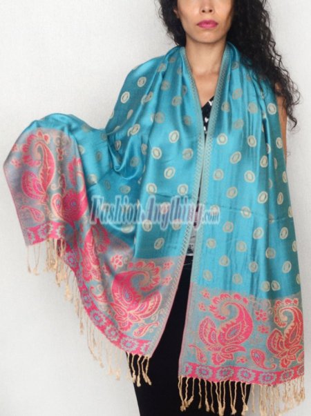 (image for) Dots Paisley Pashmina Turquoise