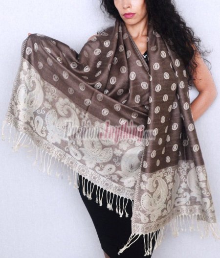 (image for) Dots Paisley Pashmina Coffee