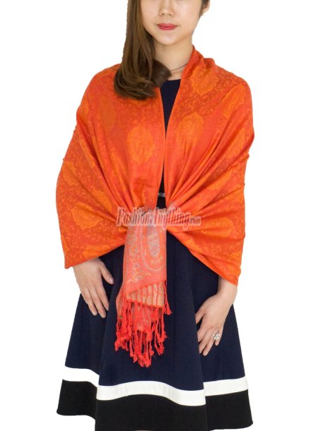 (image for) Paisley Leaves Pashmina Orange