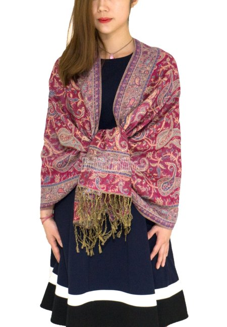 (image for) Classic Paisley Pashmina Scarf Hot Pink