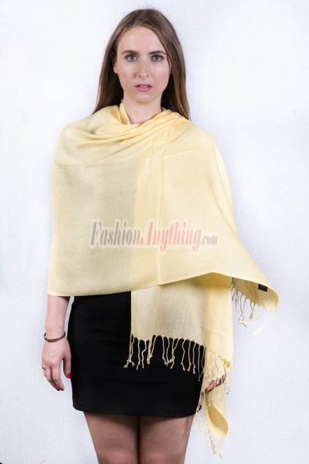 (image for) Silky Soft Solid Pashmina Scarf Yellow Dozen (12 Pcs)