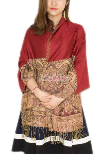 (image for) Luxury 2ply Pasiley Pashmina Dark Red