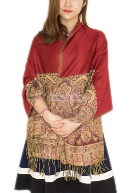 (image for) Luxury 2ply Pasiley Pashmina Dark Red