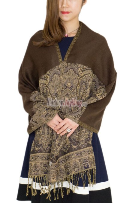 (image for) Luxury 2ply Pasiley Pashmina Coffee