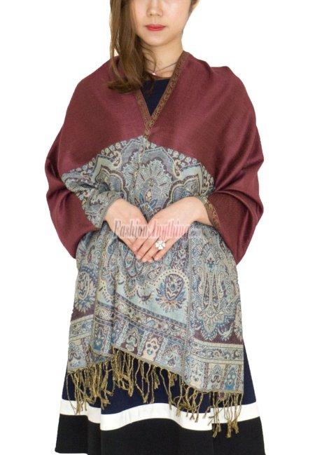 (image for) Luxury 2ply Pasiley Pashmina Wine