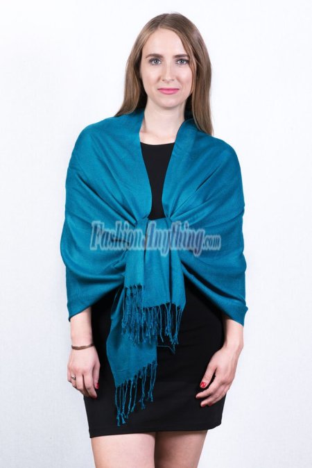 (image for) Silky Soft Solid Pashmina Scarf Teal Blue