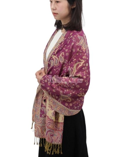 (image for) Jacquard Paisley Pashmina 2-Ply Magenta