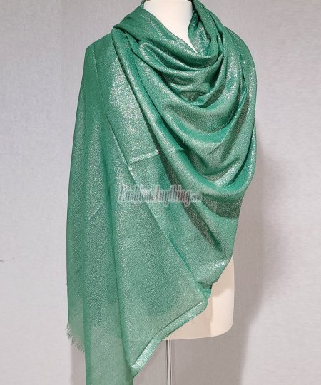 (image for) Solid Shimmer Pashmina Shawl Green