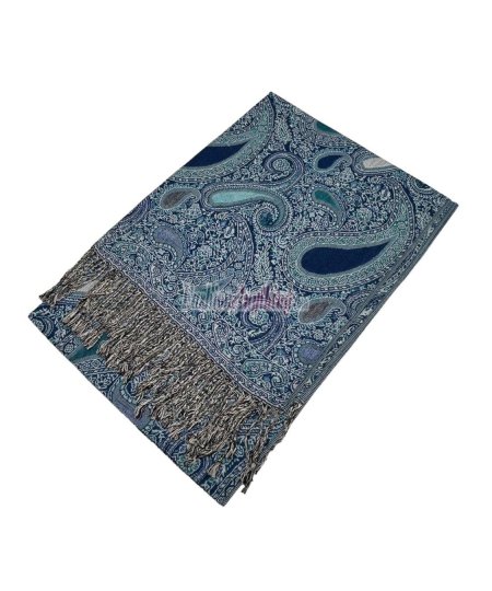 (image for) Multi Colored Paisley Pashmina L-Blue Multi