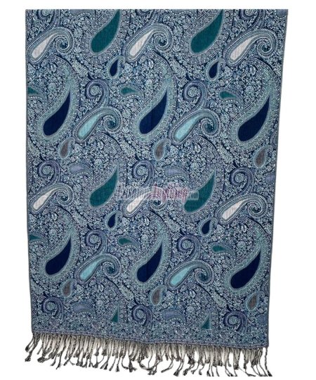 (image for) Multi Colored Paisley Pashmina L-Blue Multi