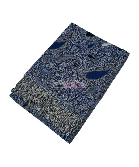 (image for) Multi Colored Paisley Pashmina Royal Blue Multi