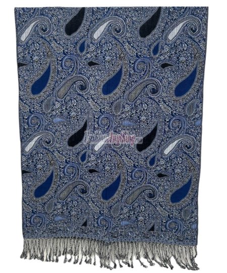 (image for) Multi Colored Paisley Pashmina Royal Blue Multi