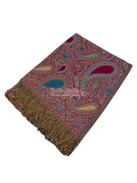 (image for) Multi Colored Paisley Pashmina Hot Pink Multi