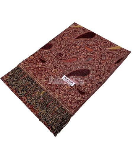 (image for) Classic Thicker Paisley Shawl Maroon Multi