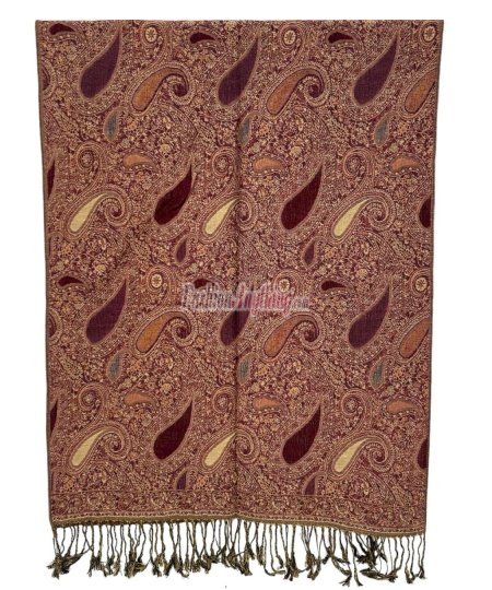 (image for) Classic Thicker Paisley Shawl Maroon Multi