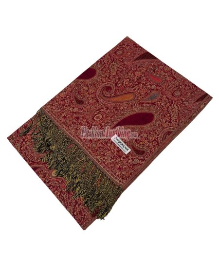 (image for) Classic Thicker Paisley Shawl Dark Red Multi