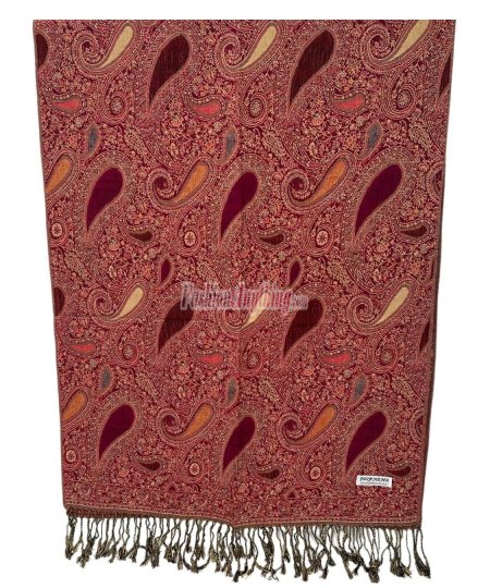 (image for) Classic Thicker Paisley Shawl Dark Red Multi