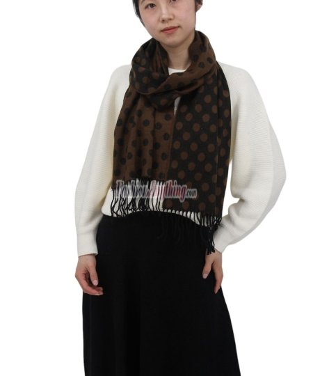 (image for) Cashmere Feel Dot Scarf Brown
