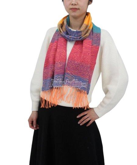 (image for) Cashmere Feel Pattern Scarf 504-2 Multi