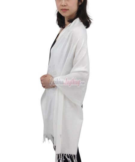 (image for) Rose & Leaf Pashmina White