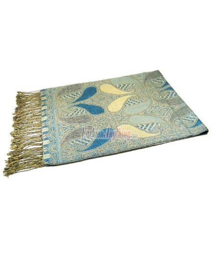 (image for) Two Tone Paisley Scarf Turquoise