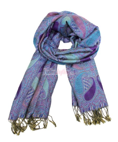 (image for) Two Tone Paisley Scarf Purple / Blue