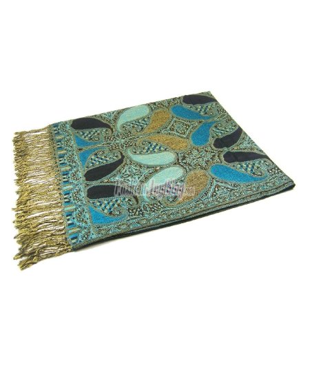 (image for) Two Tone Paisley Scarf Black/ Blue