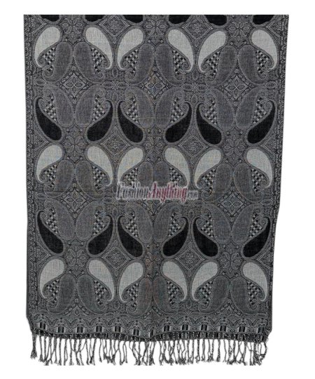 (image for) Two Tone Paisley Scarf Hot Black/White