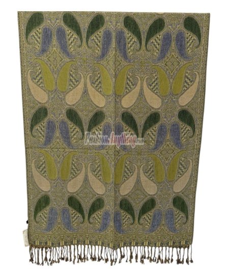 (image for) Two Tone Paisley Scarf Green