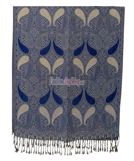 (image for) Two Tone Paisley Scarf Navy Blue