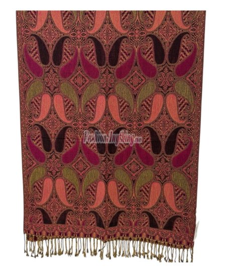 (image for) Colored Paisley Scarf Fuchsia/Black