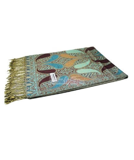 (image for) Two Tone Paisley Scarf Sea Green