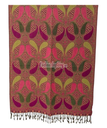 (image for) Two Tone Paisley Scarf Orchid Green
