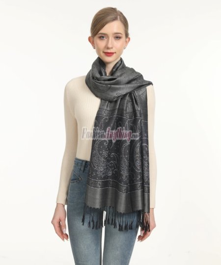 (image for) Metallic Paisley Flower Dark Grey