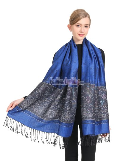 (image for) Metallic Paisley Flower Royal Blue