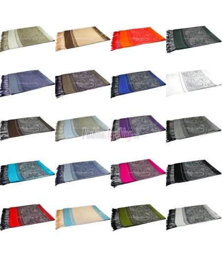 (image for) Metallic Paisley Flower Pashmina 1 DZ, Asst. Color