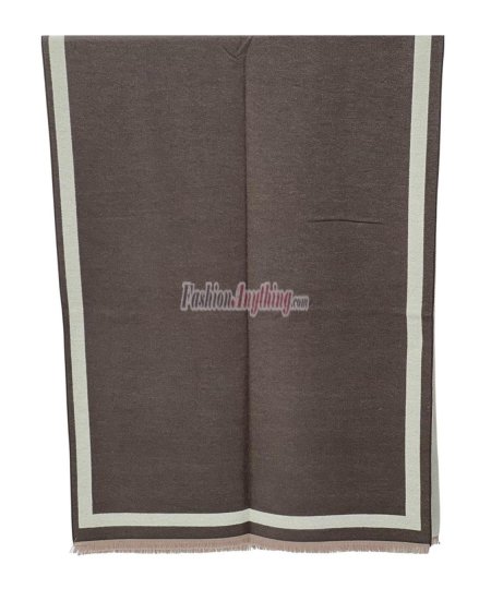 (image for) Reversible Border Cashmere Shawl Brown