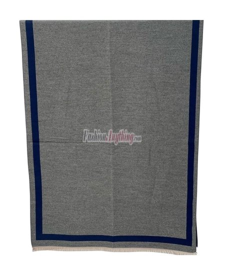 (image for) Reversible Border Cashmere Shawl Heather Grey