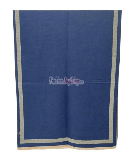 (image for) Reversible Border Cashmere Shawl Heather Grey