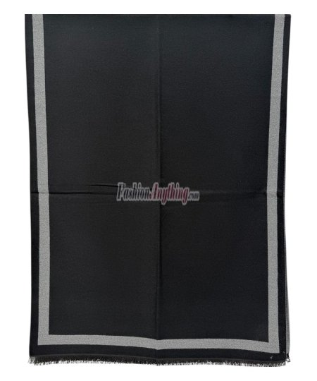 (image for) Reversible Border Cashmere Shawl Black