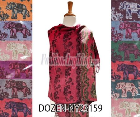 (image for) Elephant Pashmina NY23159 1 DZ, Asst. Color