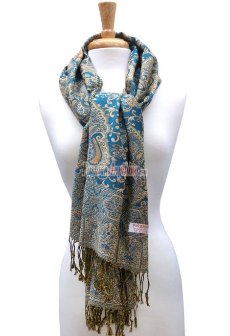 (image for) Metallic Paisley Flower Pashmina 1 DZ, Asst. Color