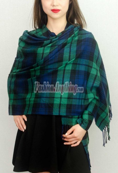 (image for) Cashmere Feel Plaid Z8 Shawl Green