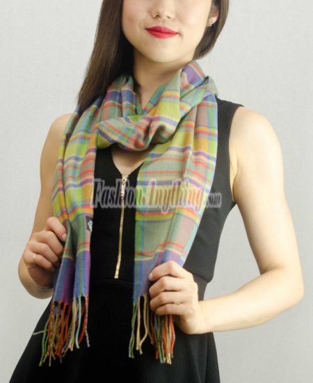 (image for) Woven Cashmere Feel Plaid Scarf Z23 Dark Grey