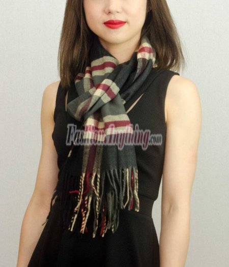 (image for) Woven Cashmere Feel Plaid Scarf Z23 Dark Grey