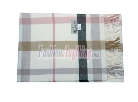 (image for) Woven Cashmere Feel Plaid Scarf Z46 White/Pink